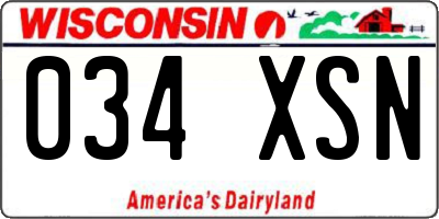 WI license plate 034XSN