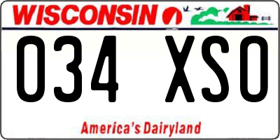 WI license plate 034XSO
