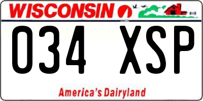 WI license plate 034XSP