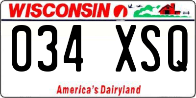 WI license plate 034XSQ