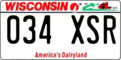 WI license plate 034XSR