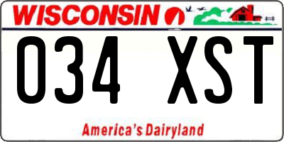 WI license plate 034XST