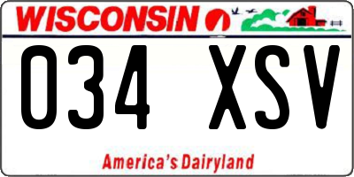 WI license plate 034XSV
