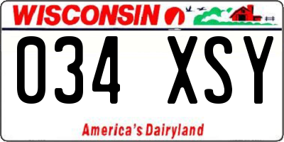 WI license plate 034XSY