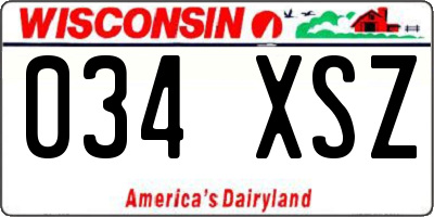 WI license plate 034XSZ