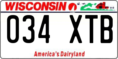WI license plate 034XTB
