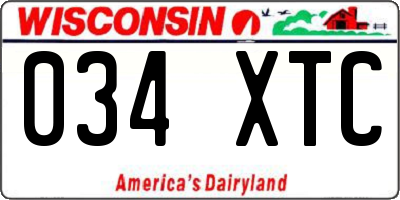 WI license plate 034XTC