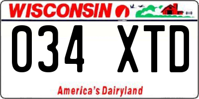 WI license plate 034XTD