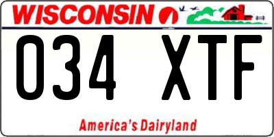 WI license plate 034XTF