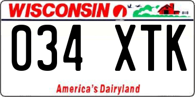 WI license plate 034XTK