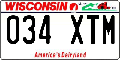 WI license plate 034XTM