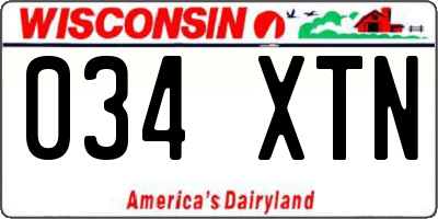 WI license plate 034XTN
