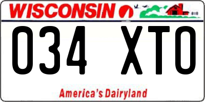 WI license plate 034XTO