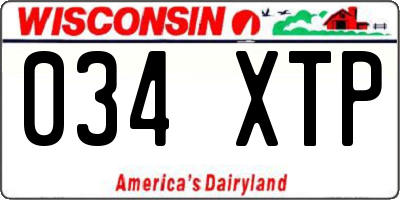 WI license plate 034XTP