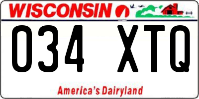 WI license plate 034XTQ