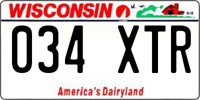 WI license plate 034XTR