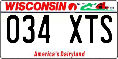 WI license plate 034XTS