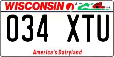 WI license plate 034XTU