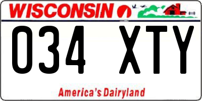 WI license plate 034XTY