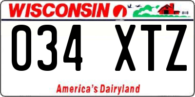 WI license plate 034XTZ