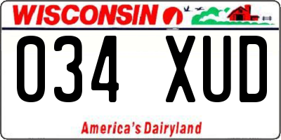 WI license plate 034XUD