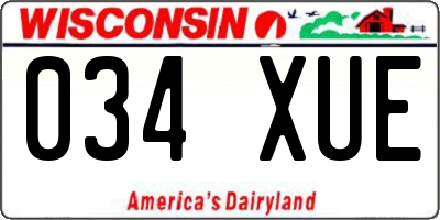 WI license plate 034XUE