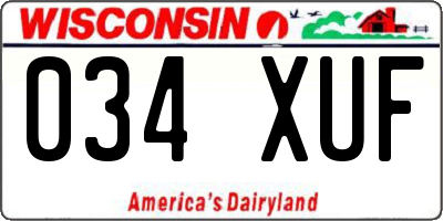 WI license plate 034XUF