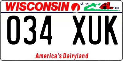 WI license plate 034XUK