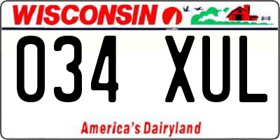 WI license plate 034XUL