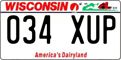 WI license plate 034XUP