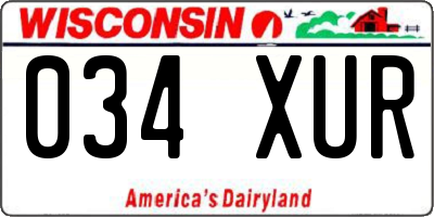 WI license plate 034XUR