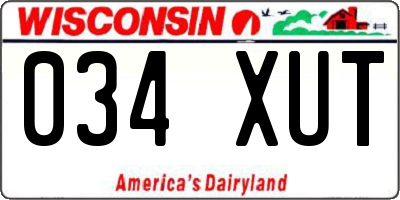 WI license plate 034XUT