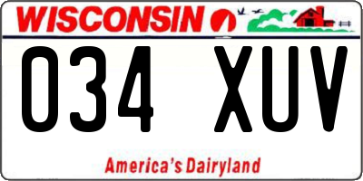 WI license plate 034XUV