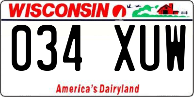 WI license plate 034XUW
