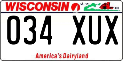 WI license plate 034XUX