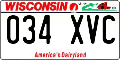 WI license plate 034XVC