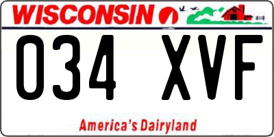 WI license plate 034XVF
