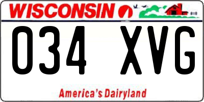 WI license plate 034XVG