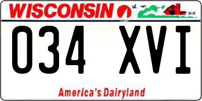 WI license plate 034XVI