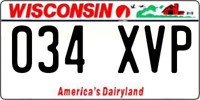 WI license plate 034XVP