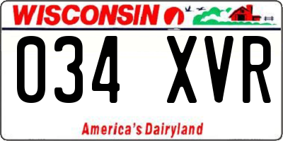 WI license plate 034XVR