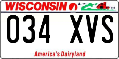 WI license plate 034XVS