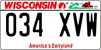 WI license plate 034XVW