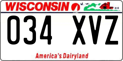 WI license plate 034XVZ
