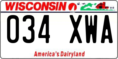 WI license plate 034XWA