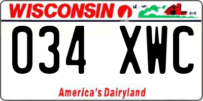 WI license plate 034XWC