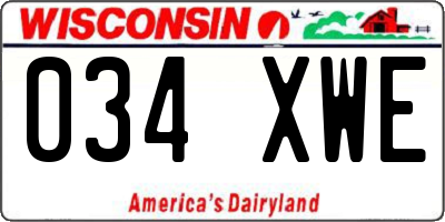 WI license plate 034XWE