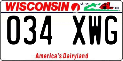 WI license plate 034XWG