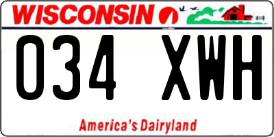 WI license plate 034XWH