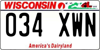 WI license plate 034XWN